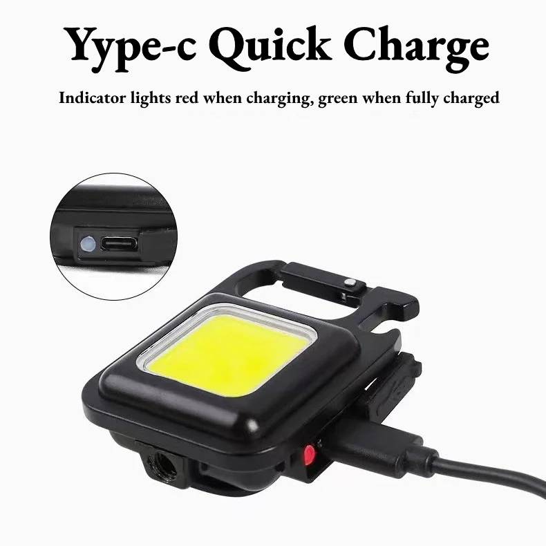 Multifunctional outdoor camping new mini high brightness self-defense keychain work light usb charging auto repair searchlight