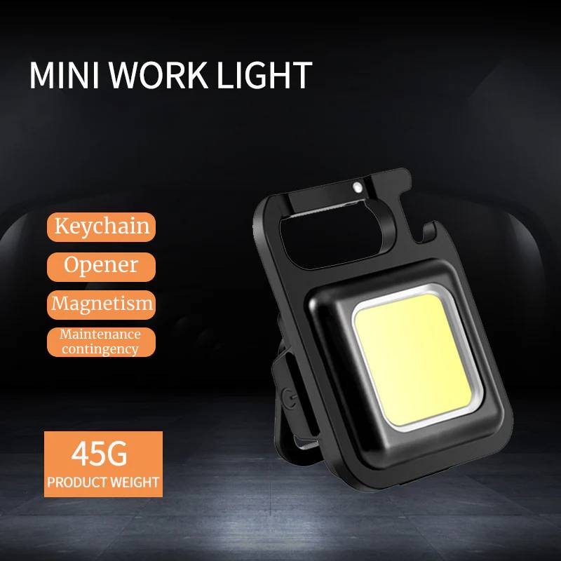 Multifunctional outdoor camping new mini high brightness self-defense keychain work light usb charging auto repair searchlight