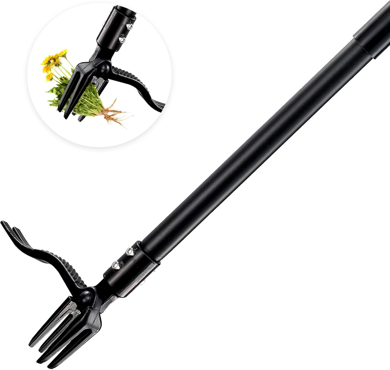 Weed Puller with Long Handle- 63inch - Adjustable Stand Up Weed Puller Tool, Heavy Duty Stand Dandelion Digger Puller, Ergonomic Standing Weeding Puller Tool Weed Picker for Garden Lawn