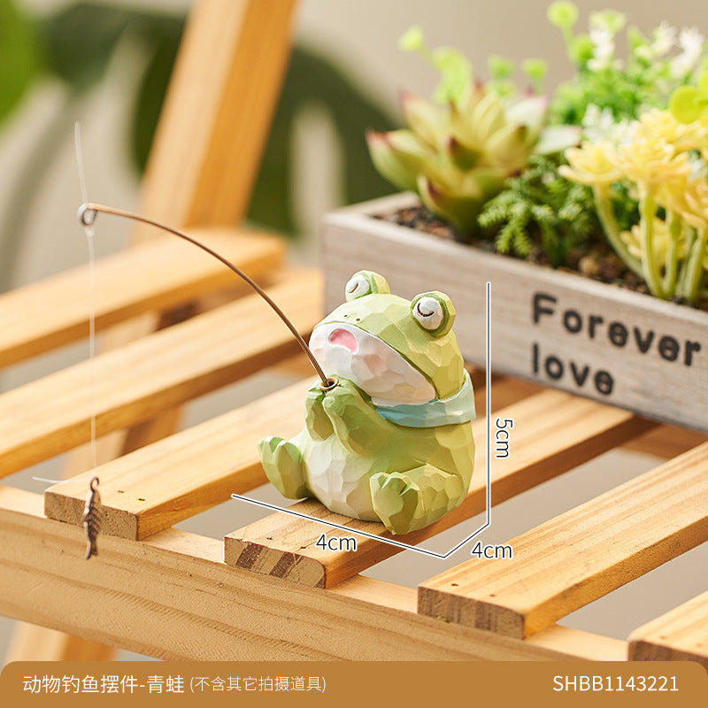 Panda eyes frog ornaments desk atmosphere layout computer monitor decoration landing good luck small gift