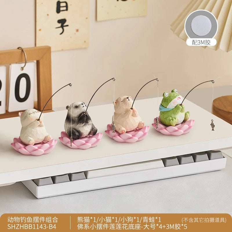 Panda eyes frog ornaments desk atmosphere layout computer monitor decoration landing good luck small gift