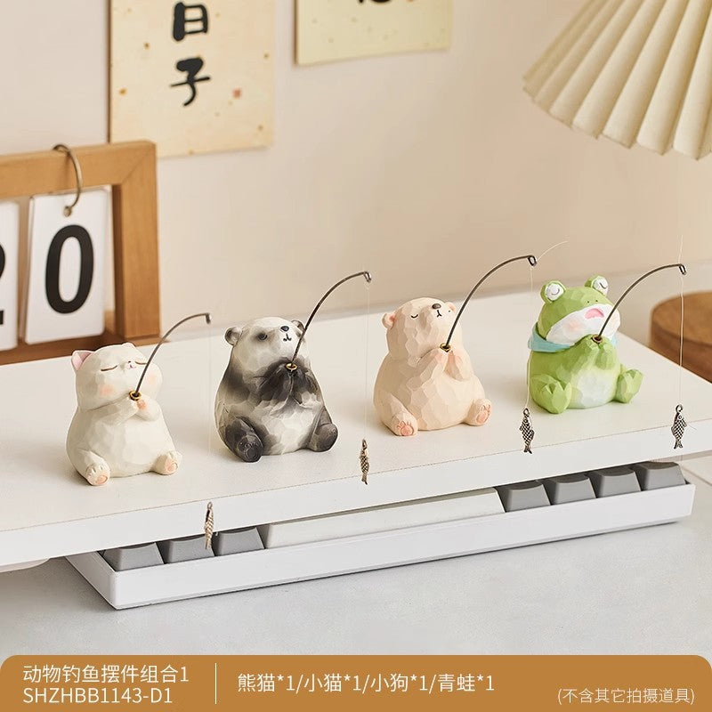 Panda eyes frog ornaments desk atmosphere layout computer monitor decoration landing good luck small gift