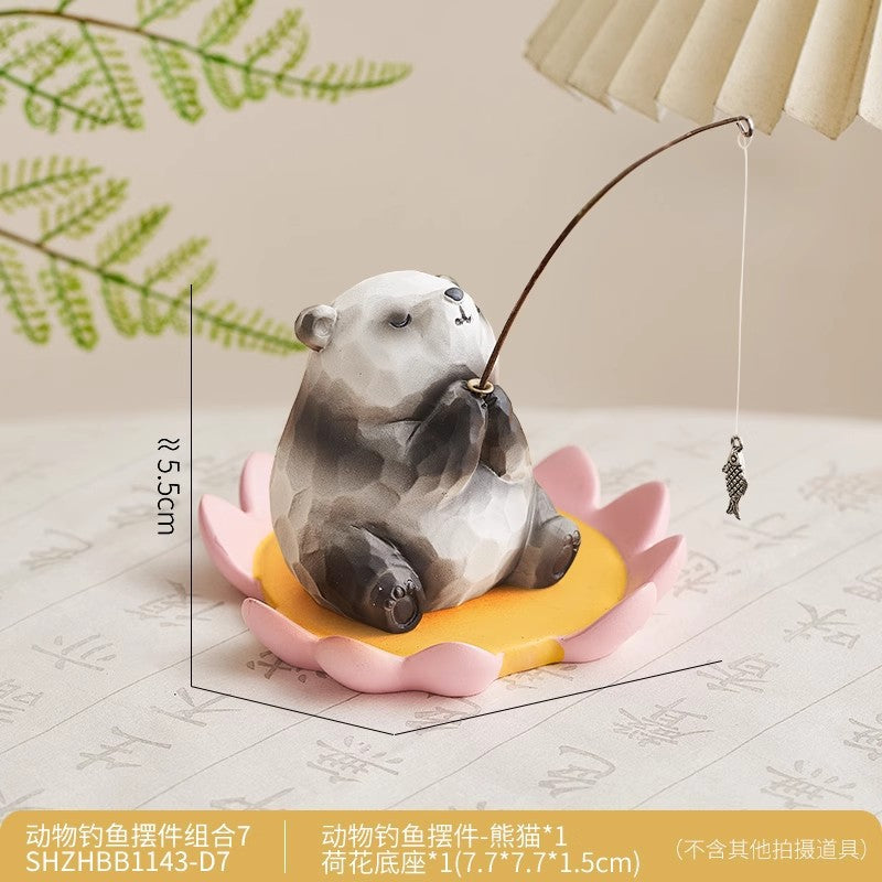 Panda eyes frog ornaments desk atmosphere layout computer monitor decoration landing good luck small gift