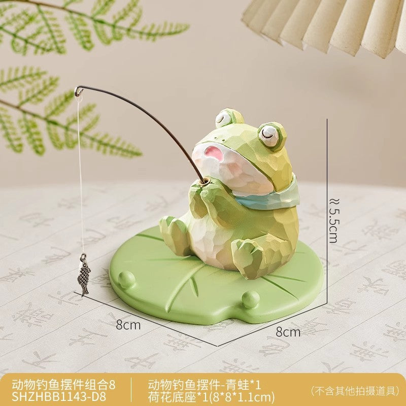 Panda eyes frog ornaments desk atmosphere layout computer monitor decoration landing good luck small gift