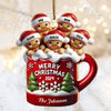 Gingerbread Family In Hot Cocoa Christmas Decor Personalized Acrylic Ornament